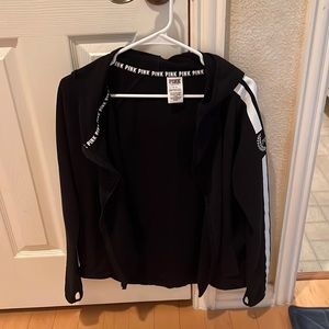 Pink Victoria's Secret Hooded Jacket Full Zip Black Red Junior's Size S